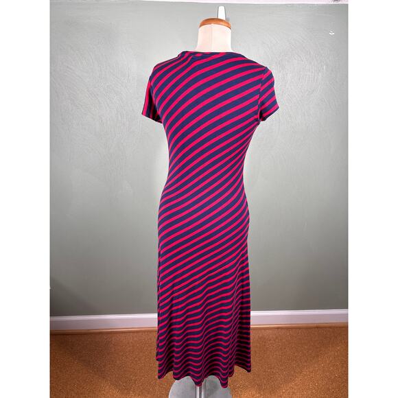 Vineyard Vines Dress Women Size Medium Diagonal Stripe Casual Stretch Midi Dress - Picture 10 of 11
